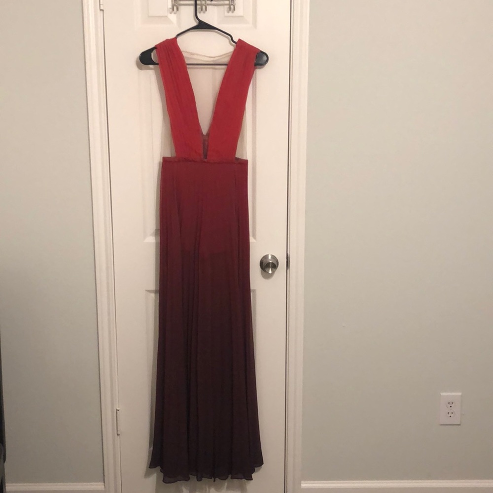Formal BeBe Floor Length Pink, Dark Red, & Maroon Dress